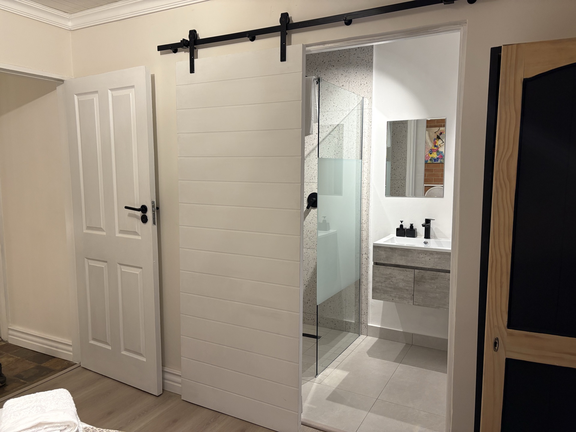 Barn door bathroom